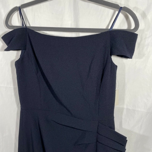 NWT Eliza J [ 6 ] Off the Shoulder Pleat Ruched Dress‎ in Navy Blue - Picture 9 of 12